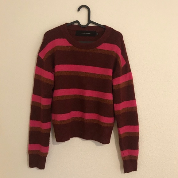 Code Mode Acrylic Crew Neck Sweater | Pink Stripes - Picture 1 of 5